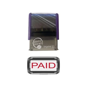 Paid Self Inking Rubber Stamp Red Ink Stamper Office Business Text Print Quality - Imagen 1 de 2