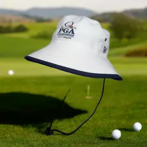2017 PGA Championship Quail Hollow Bucket Hat New Era Medium-Large White-Blue - Picture 1 of 9