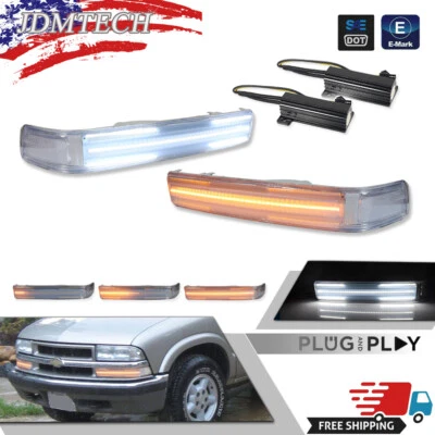 Fits 1998-2004 Chevy S10 Blazer Sonoma Clear LED Bumper Signal Lights Lamps L+R - Image 1 of 4