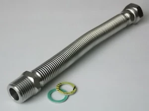 Edelstahlwellrohr Wellrohr ausziehbarar Verbinder 210 - 410 mm AG 1/2" x 1/2" IG - Picture 1 of 2