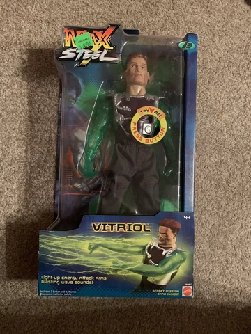 MAX STEEL VITRIOL Figure - Mattel 2001 Rare New Cover