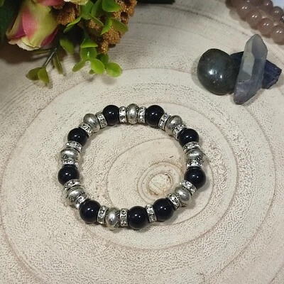 Bracciale elastico perline nere - Immagine 1 di 2