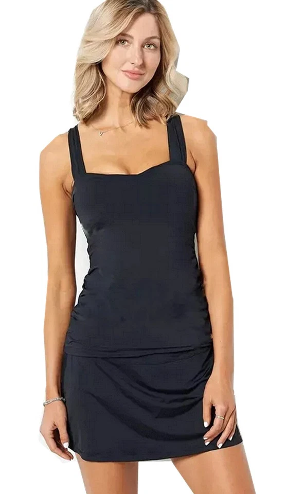 Jantzen Comfort Strap Tankini Skirted Bottom A489061 2-Piece Black Size 6