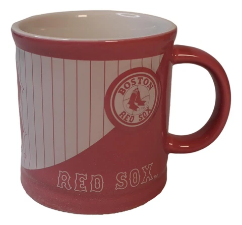Boston Red Sox Team Mug MLB Baseball Pink Stripe Coffee Cup Cover