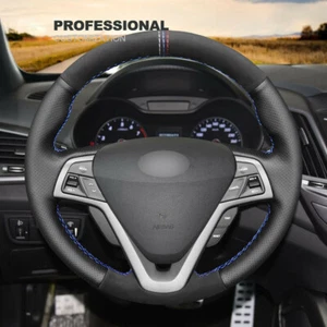 DIY Custom Black Genuine Leather Steering Wheel Cover For Hyundai Veloster 2012- - Picture 1 of 8