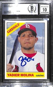 YADIER MOLINA SIGNED 2015 TOPPS HERITAGE CARD #275 BAS COA GEM MINT AUTO 10 - Picture 1 of 3