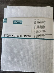 1 Tuch 40x50 cm Kreuzstich-Stoff zum STICKEN weiß Nähstoff Stickerei Stickstoff - Bild 1 von 7