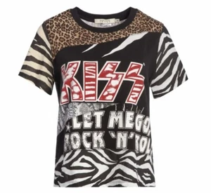 ALICE + OLIVIA PATCHWORK ROCK AND ROLL SCHWARZ/MEHRFARBIG T-SHIRT GR. XS/TP Neu mit Etikett - Bild 1 von 5