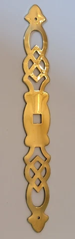 NOS NEW OLD STOCK Vintage Brass Cabinet Door Drawer KNOB Backplate 6 5/8" 6.625" Cover