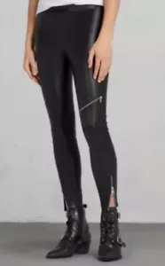 ALLSAINTS Womens Kriva Biker Faux Leather Leggings Black w/ Zippers $265 SIze 4 - Picture 1 of 11