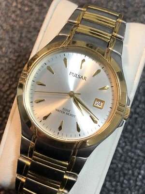 Pulsar By Seiko Mens Dress Watch Date WR 50M Tsunami Wave Back New Battery - Image 1 of 4