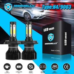 4-sides H4 HB2 9003 LED Headlight Bulbs Conversion Kit High Low Dual Beam 6000K - Foto 1 di 12