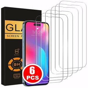 6 PACK For iPhone 16e 16 Pro Max 15 14 13 12 11 Tempered Glass Screen Protector - Picture 1 of 10