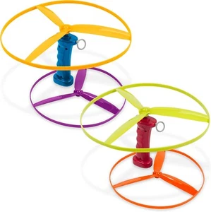 Battat Flying Disc Toy 2 Launchers & 4 Discs Helicopter Playset Outdoor New - Picture 1 of 8