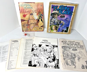 FLASHING BLADES boxed set + HIGH SEAS expansion, Fantasy Games Unlimited, VG - Picture 1 of 22