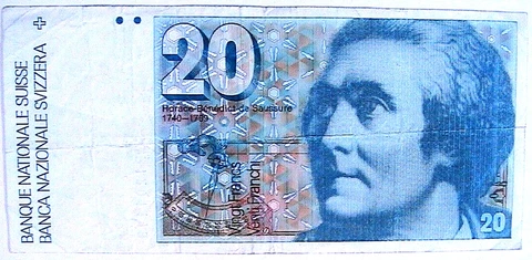 1983 Switzerland 20 Francs VF Original Swiss Currency Banknote Paper Money p-55 Cover