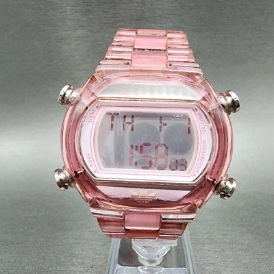 Adidas Digital Watch Women 44mm LCD Display Pink Clear Case Oval New Battery - Image 1 of 4