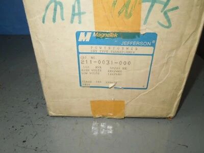 Jefferson 211-0031-000 .150KVA/150VA 240/480-120/240V 1ph Transformer Surplus - Image 1 of 3