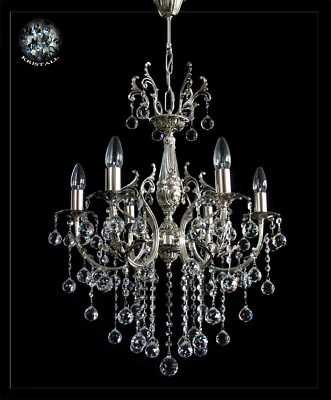 Candelabro Con Vere Sfere Di Cristallo In Piombo (Lampade Da Parete Disponibili) - Immagine 1 di 2