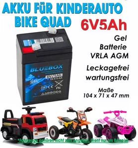 AGM Gel Batterie 6V5Ah BLUEBOX Akku Elektrofahrzeuge Motorrad Quad Kinderauto - Bild 1 von 2