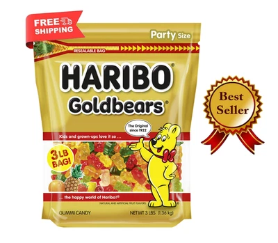 HARIBO Goldbears Gummy Bears Original Surtido Sabor Fruta Caramelo Gomitas, 3 lb Foto 1 de 4