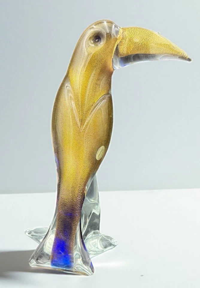 Escultura de tucán de cristal de Murano - Grande 13 1/2" vidrio artístico pájaro coleccionable Foto 1 de 4