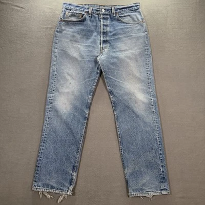 Vintage Levis 501xx Jeans Mens 38x34 (Fits 34x29) Blue Denim Distressed 90s USA - Image 1 of 4