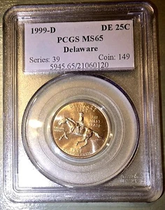 1999 D DELAWARE STATE QUARTER PCGS MS 65 - Picture 1 of 2