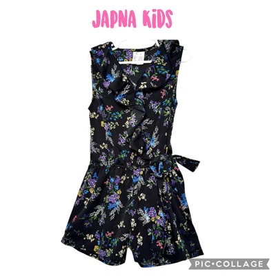 Japna Niños Niñas Floral Sin Mangas Negro Mameluco Talla 8 Nuevo Sin Etiquetas Foto 1 de 4