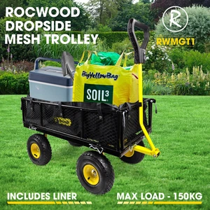 Garden Trolley Mesh Cart Camping Festival RocwooD Folding Wagon With Cover - Picture 1 of 8
