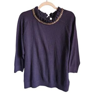 Talbots RSVP Pullover XL 1X blau marine Damen 3/4 Arm Edelstein Nieten Ausschnitt NEU - Bild 1 von 10