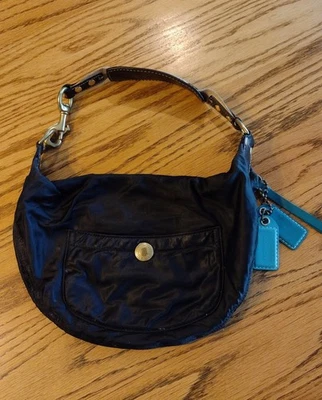 COACH Hampton Hobo Baguette Bag - Black Nylon Purse, Gold Hardware - Image 1 of 4