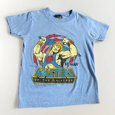 Vtg He-Man Masters Of The Universe Kids Tee 80s 1985 Cute Wormser Mattel - Image 1 of 4