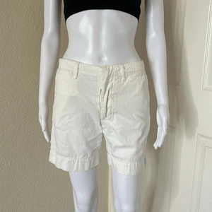FRAME Cotton Le Tomboy Button fly Relax fit Trouser Shorts Vintage White size 24 - Picture 1 of 9