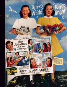 Pubblicità Stampa Vintage Rinso Anti Starnuti Twin Vantaggi Bianco Luminoso Ragazze - Foto 1 di 1