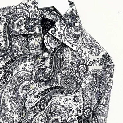 Hawes & Curtis Shirt Men's Large Long Sleeve Purple White Paisley Smart Casual - Image 1 of 4