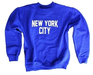 New York City Kids Sweatshirt Screenprinted Lennon Boys Shirt Royal Blue - Picture 1 of 2