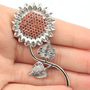 Flowers Shape Orange Spessartine Garnet CZ Daily Wear Silver Pendant - Bild 1 von 2