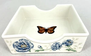 Lenox Butterfly Meadow Napkin Holder Box Porcelain Louise Le Luyer Botanical - Picture 1 of 8