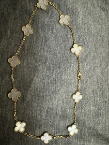 Authentic Vintage Van Cleef Arpels Necklace Alhambra 10 Motif Mother Of Pearl - Picture 1 of 11