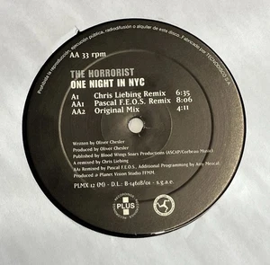 The Horrorist – One Night In NYC - Plus Recordings 12" Vinyl 2001 Spain PLMX 12 - Picture 1 of 3