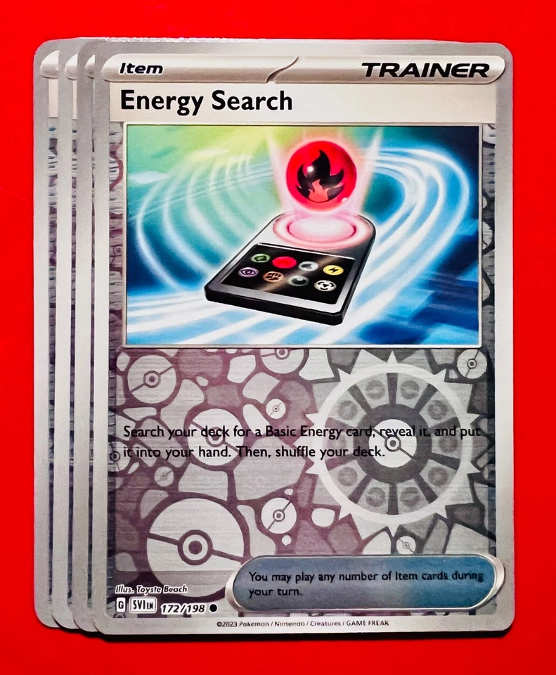 4x Energy Search 172/198 Pokémon TCG Scarlet & Violet NM Playset Reverse Holo - Image 1 of 1