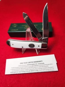 Moore Maker USA 3200 B Mini Trapper Knife White Delrin Handles New In Box - Picture 1 of 11