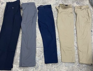 6 Piece Lot Men’s Dress Work Khaki Pants Navy Gray - Picture 1 of 7