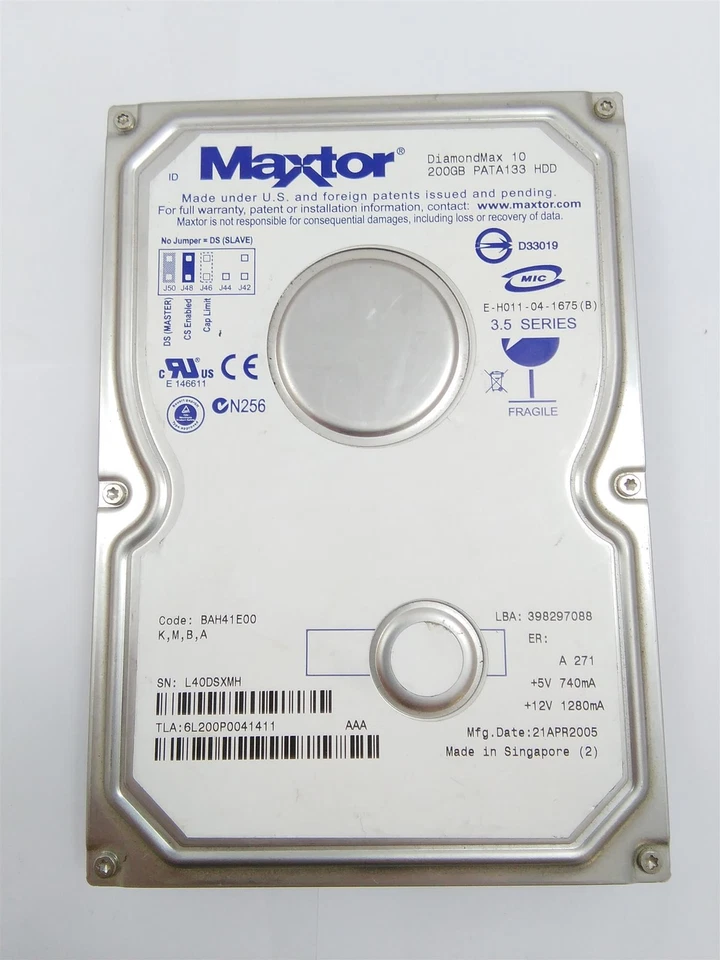 Maxtor DiamondMax 10 6L200P0 200GB ATA/133 3.5" IDE Hard Drive - Image 1 of 1