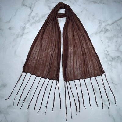 Bufanda borla marrón texturizada extraligera transparente Foto 1 de 3