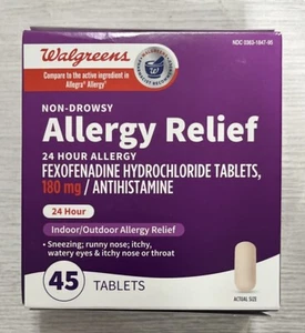 Walgreens Non-Drowsy 24 Hour Allergy Relief 180 Mg 45 Tablets Exp 08/25 - Picture 1 of 1