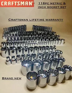 CRAFTSMAN 116 pc 1/4 3/8 1/2 Dr SAE METRIC MM 6pt 12pt ratchet wrench socket set - Bild 1 von 18