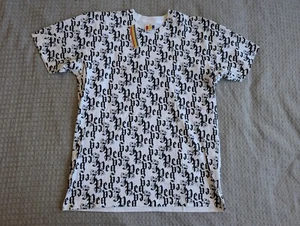Pegleg NYC Shirt Adult Large White Black All Over Print Logo Short Sleeve Crew - Picture 1 of 11