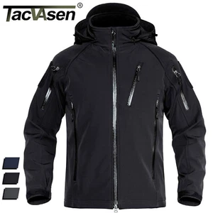 Men's Waterproof Jacket Work Softshell Jacket Outdoor Hoodie Winter Hunting Coat - Picture 1 of 33